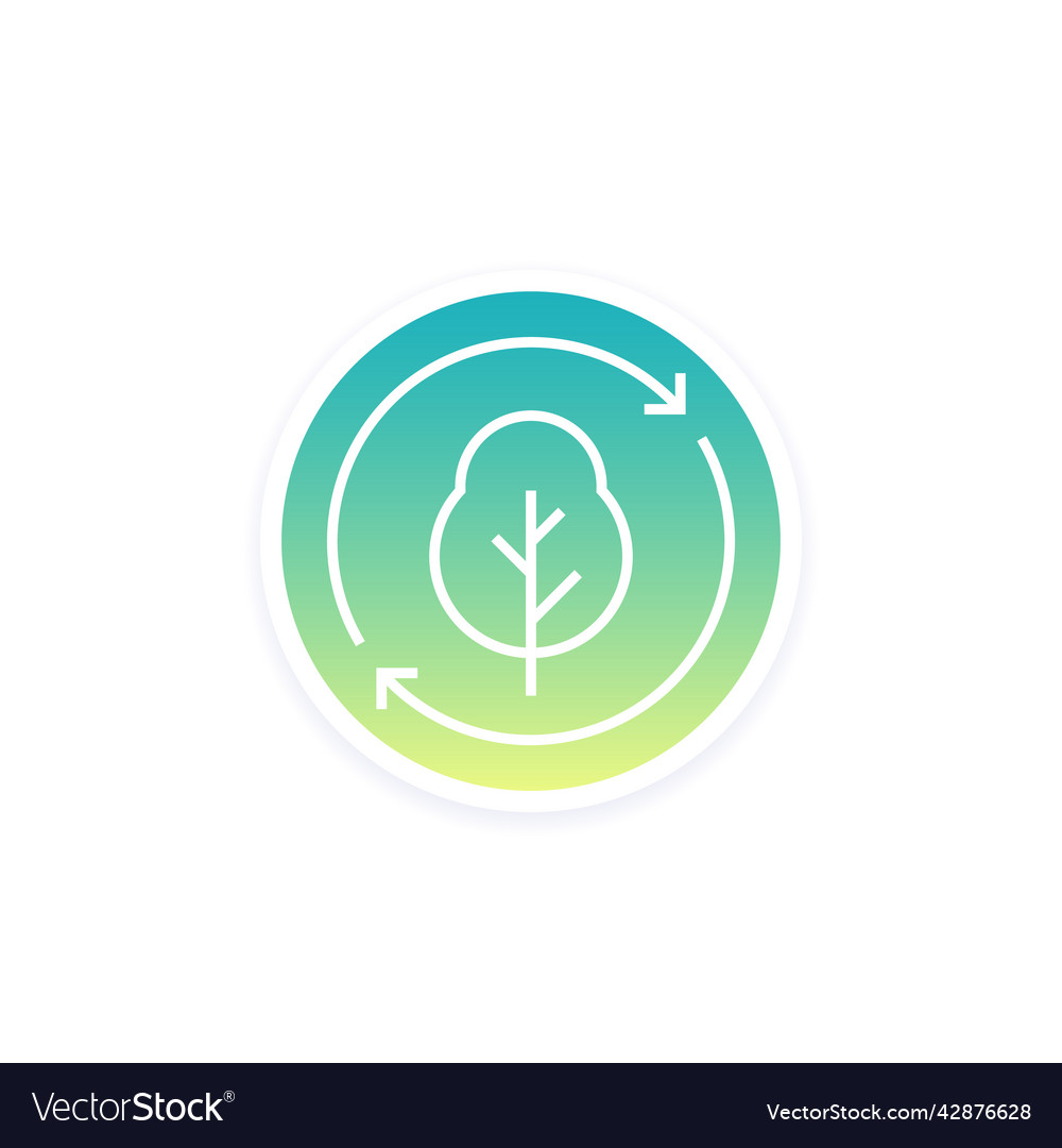 Reforestation icon with a tree linear design