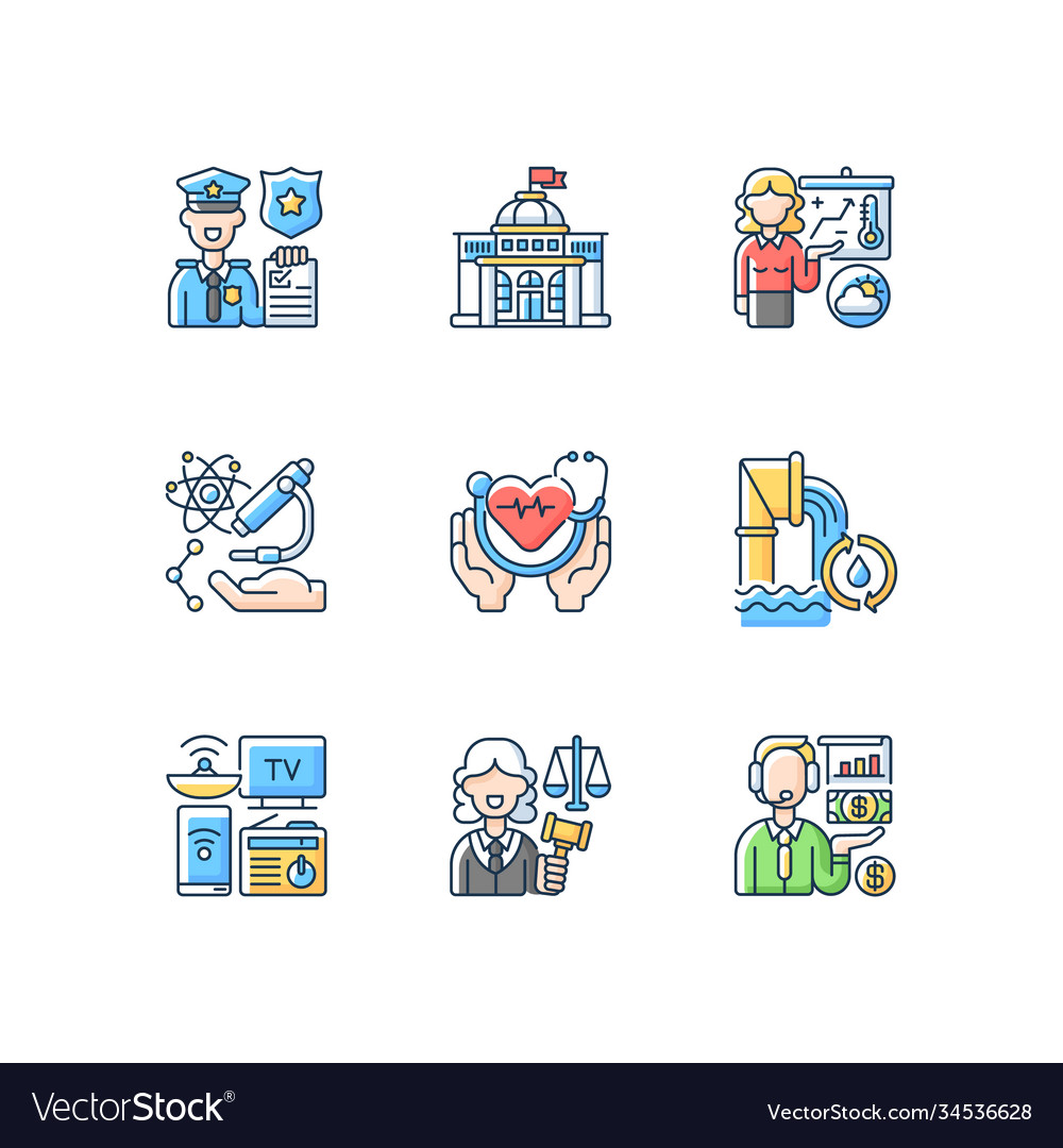 Routine services rgb color icons set vector image Routine services rgb color icons set