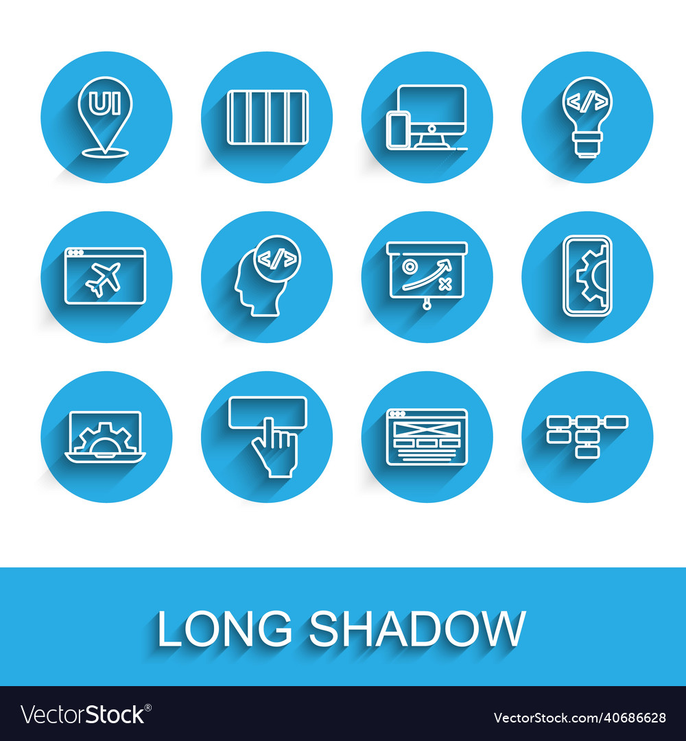 Set line web development keyboard ui or ux vector image Set line web development keyboard ui or ux