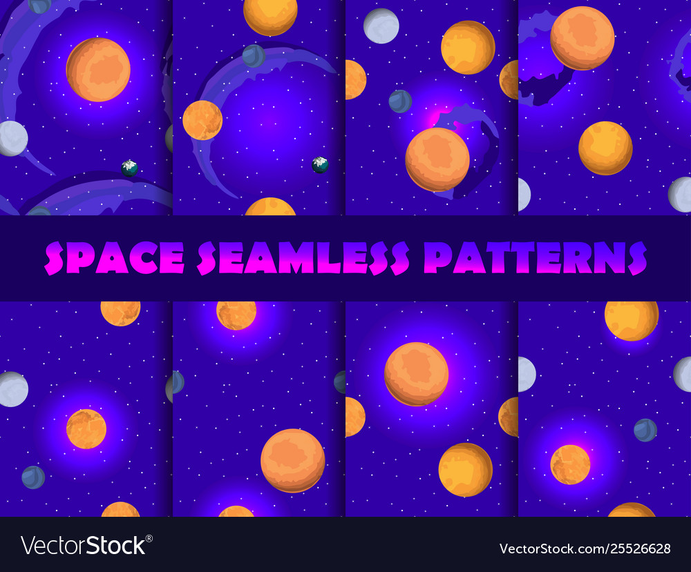 Space seamless pattern set background