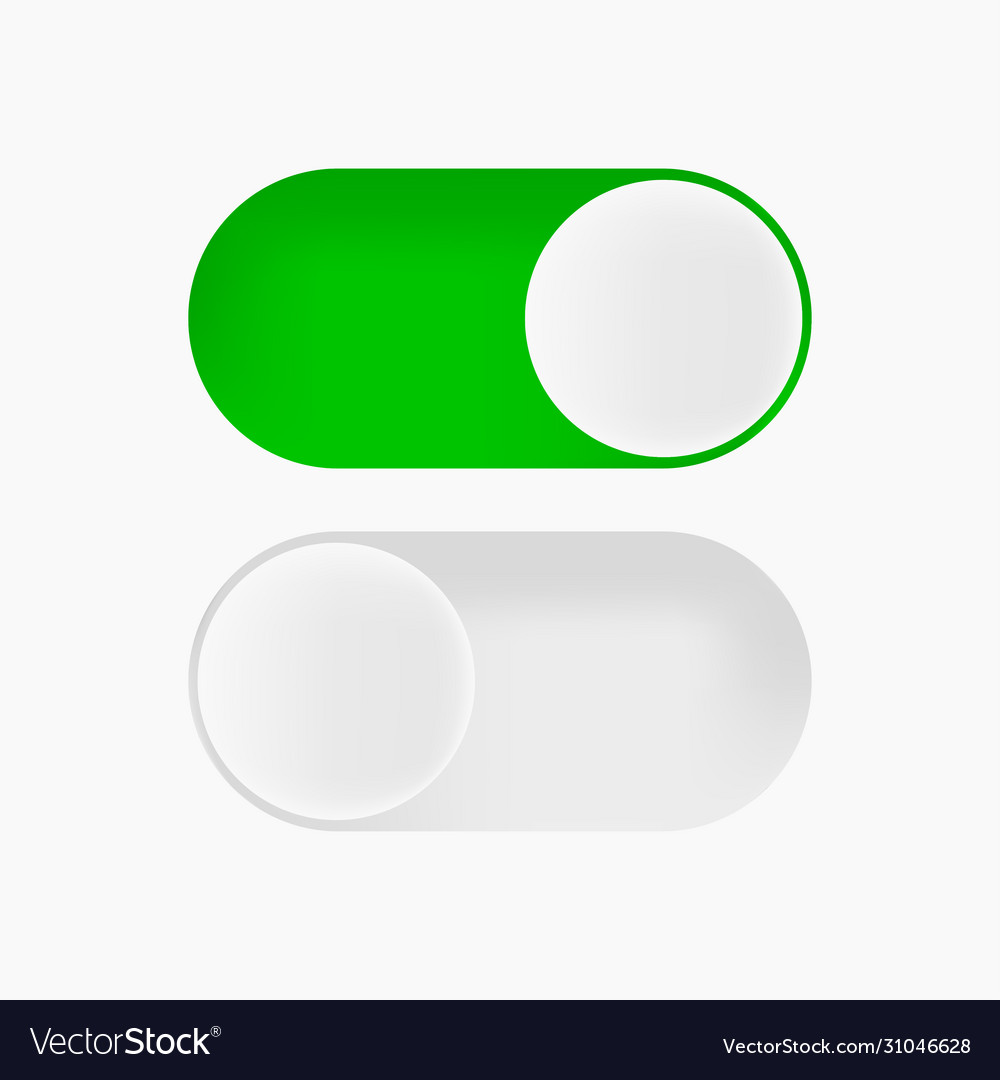 Switch button on and off in flat with shadow