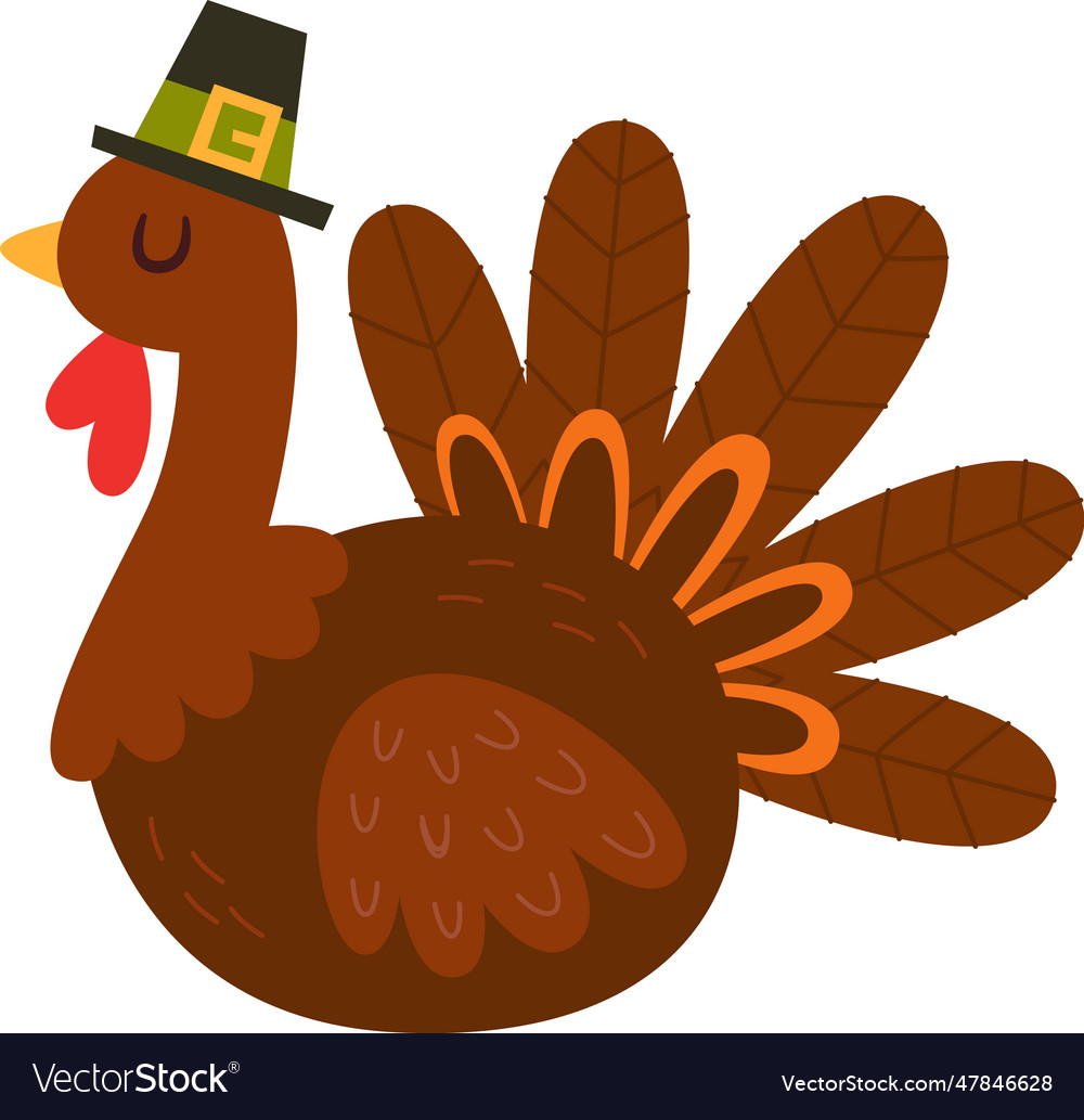 Turkey with hat Royalty Free Vector Image - VectorStock