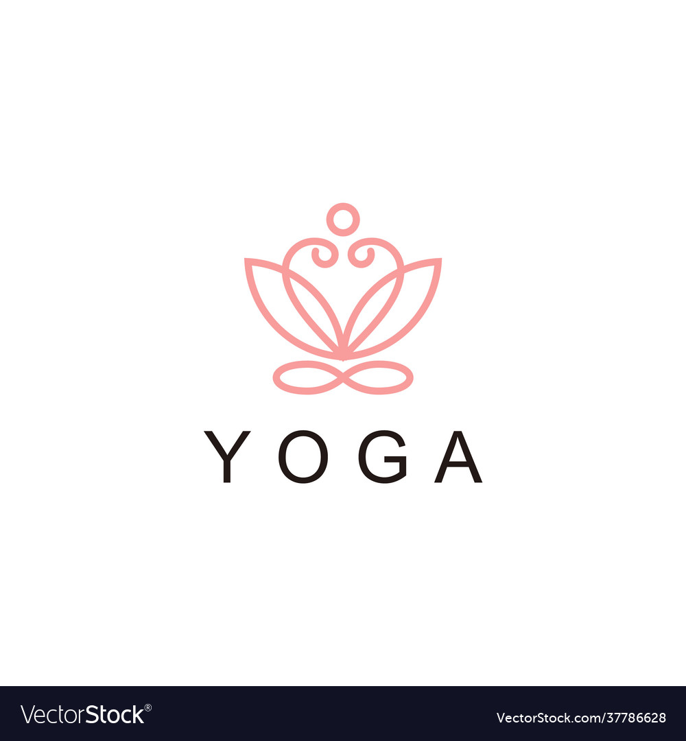 Yoga Logo Design Love And Flower Combination Line Vector Image