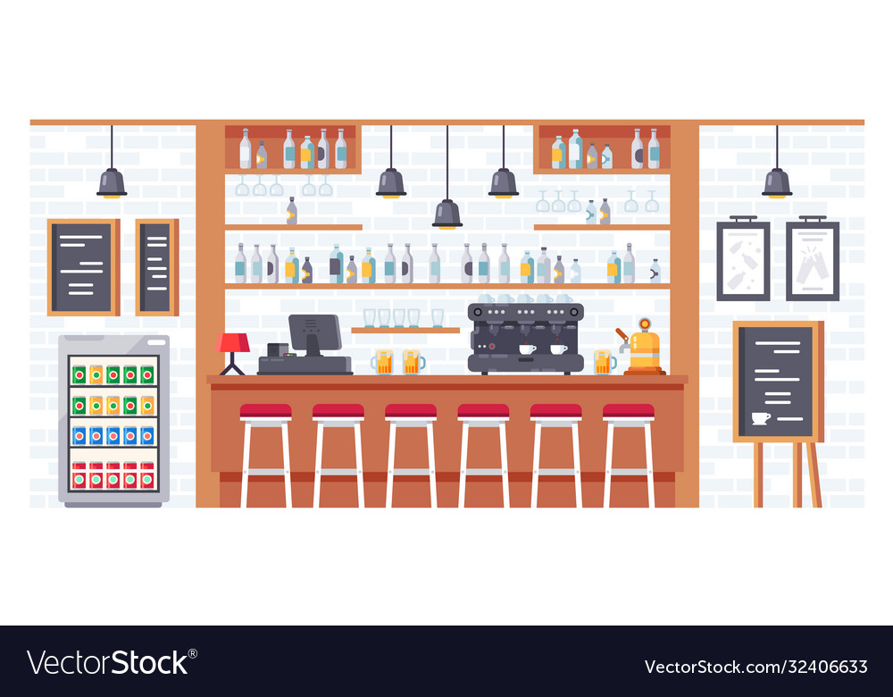 Coffee bar shop interior room pub cafe vector image Coffee bar shop interior room pub cafe