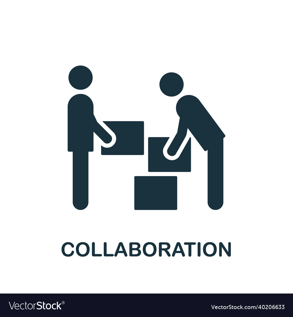 Collaboration icon monochrome simple element from vector image Collaboration icon monochrome simple element from