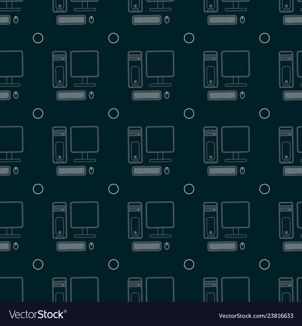 Computer line icon seamless pattern