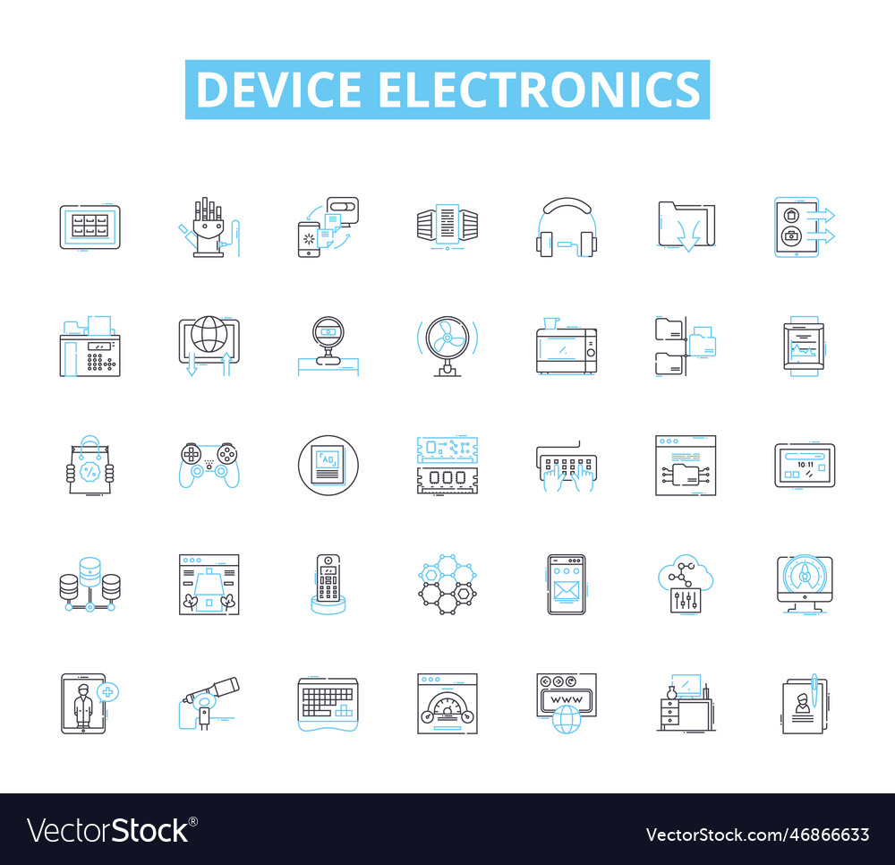 Device electronics linear icons set smartph vector image Device electronics linear icons set smartph