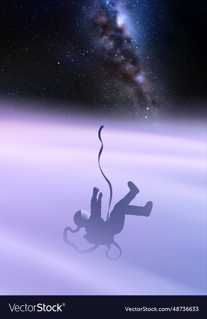 Falling astronaut cosmonaut in fog wave milky way