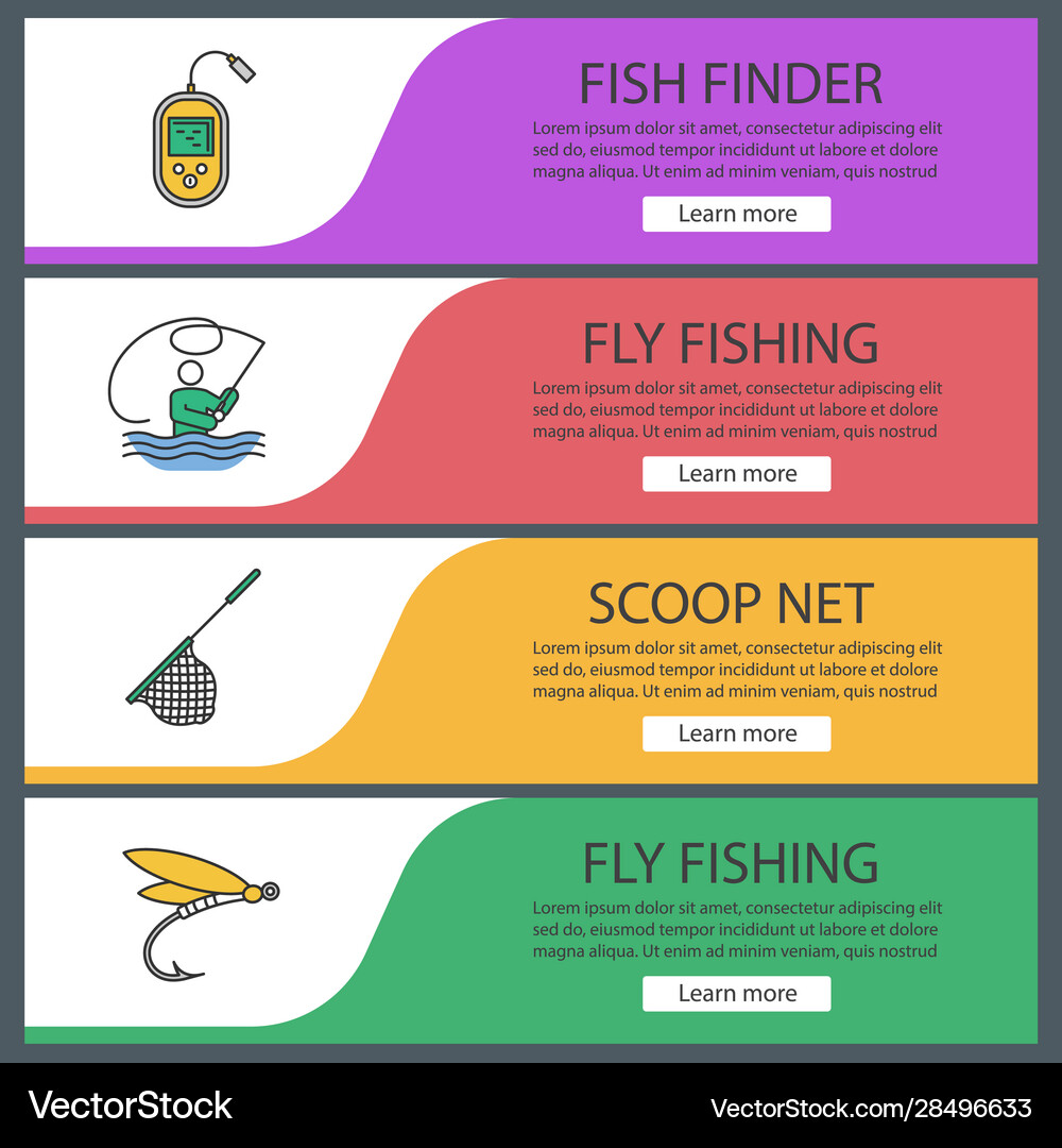 Fishing Web Banner Templates Set Royalty Free Vector Image