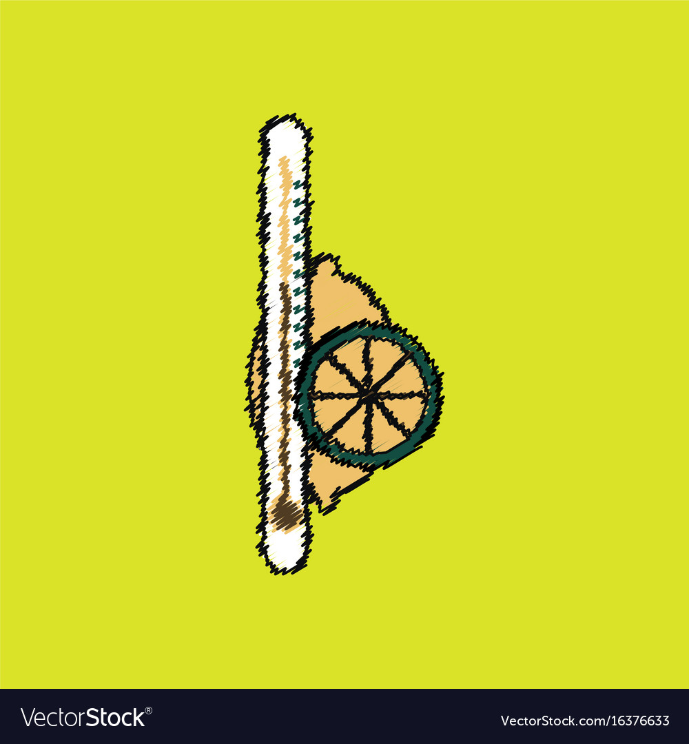 Flat shading style icon thermometer with lemon