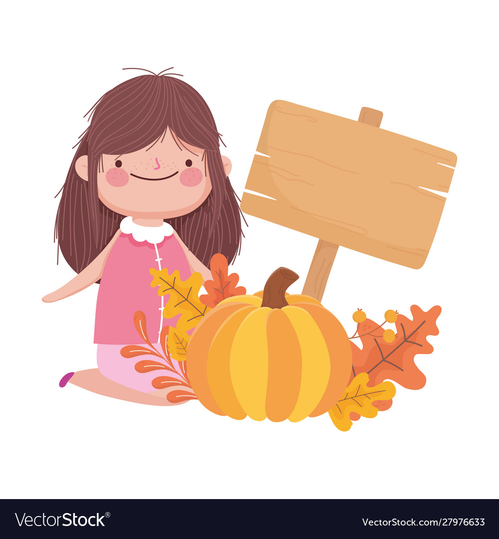 Happy thanksgiving day cute girl with pumpkin