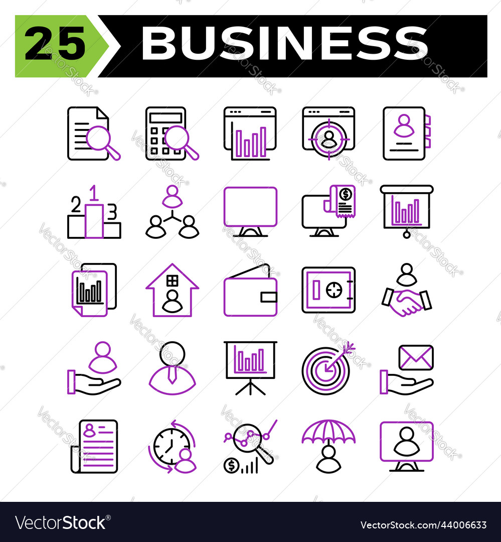 Office business icon set include document search