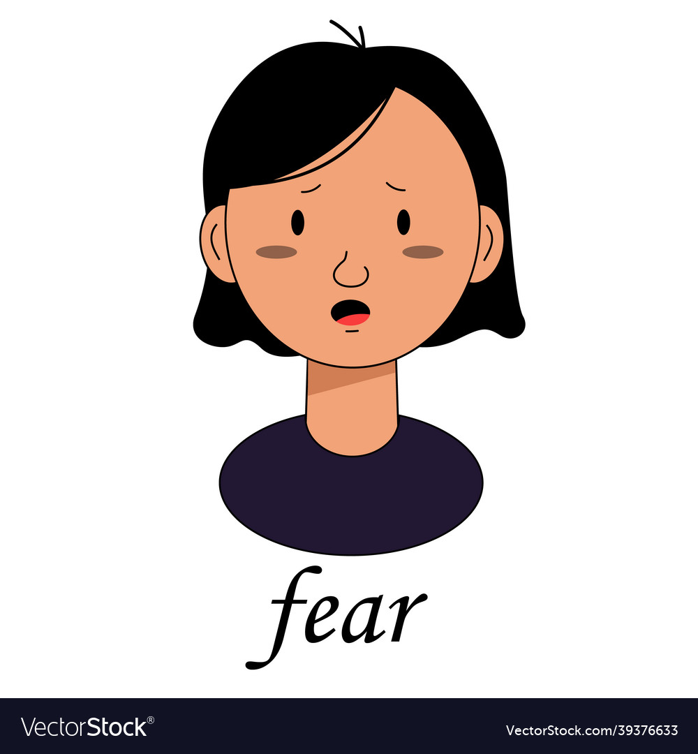 Portrait Of A Frightened Girl With Black Short Vector Image