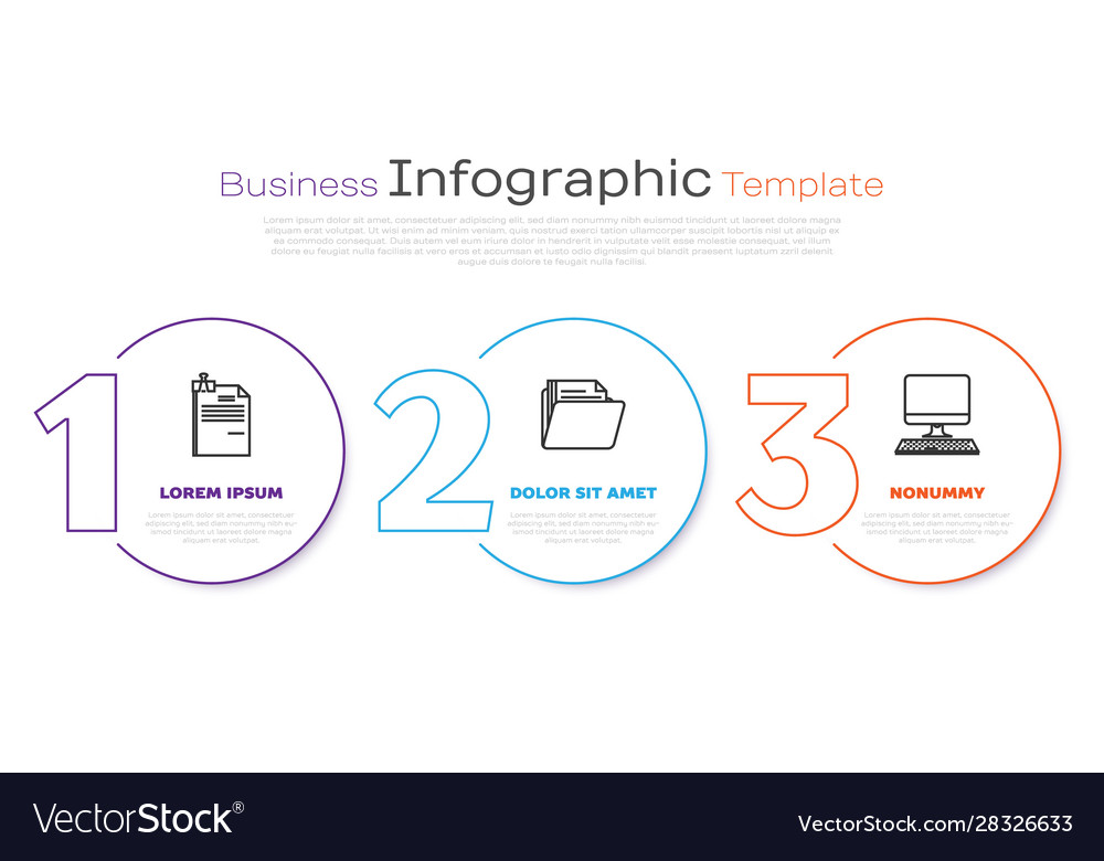 Set line file document and binder clip vector image Set line file document and binder clip