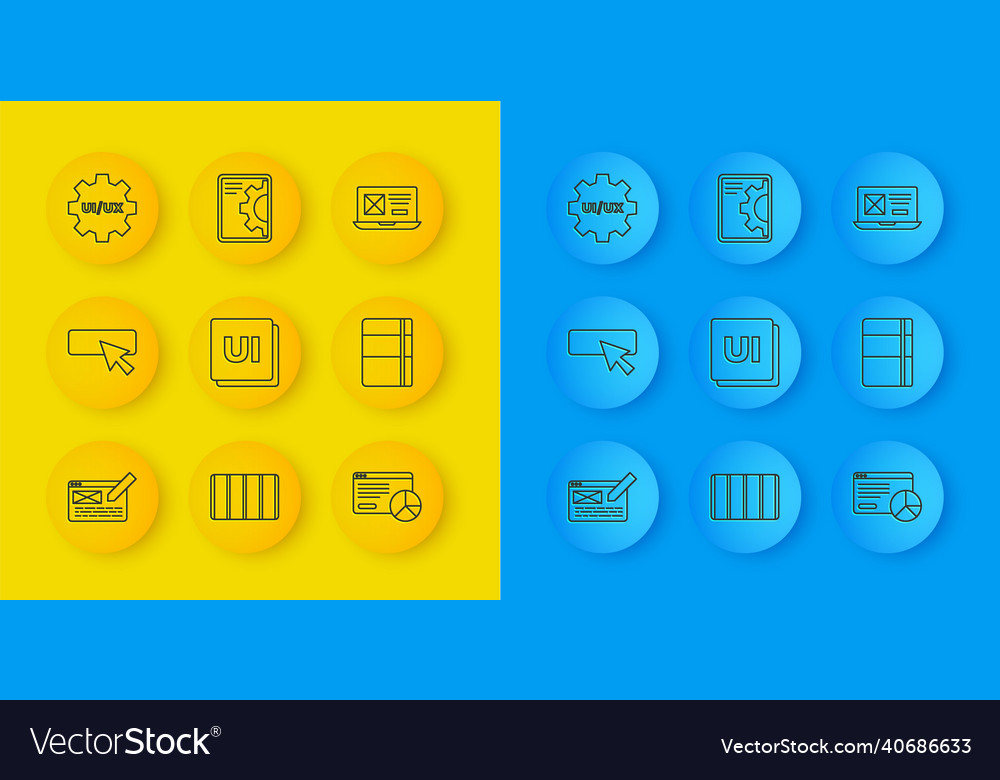 Set line ui or ux design website statistic vector image Set line ui or ux design website statistic