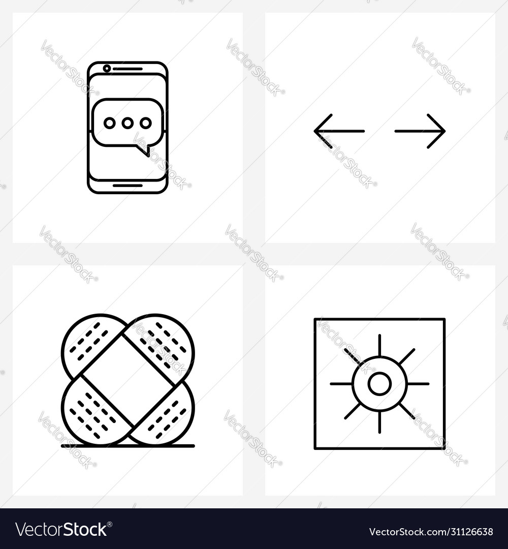4 universal line icons for web and mobile message