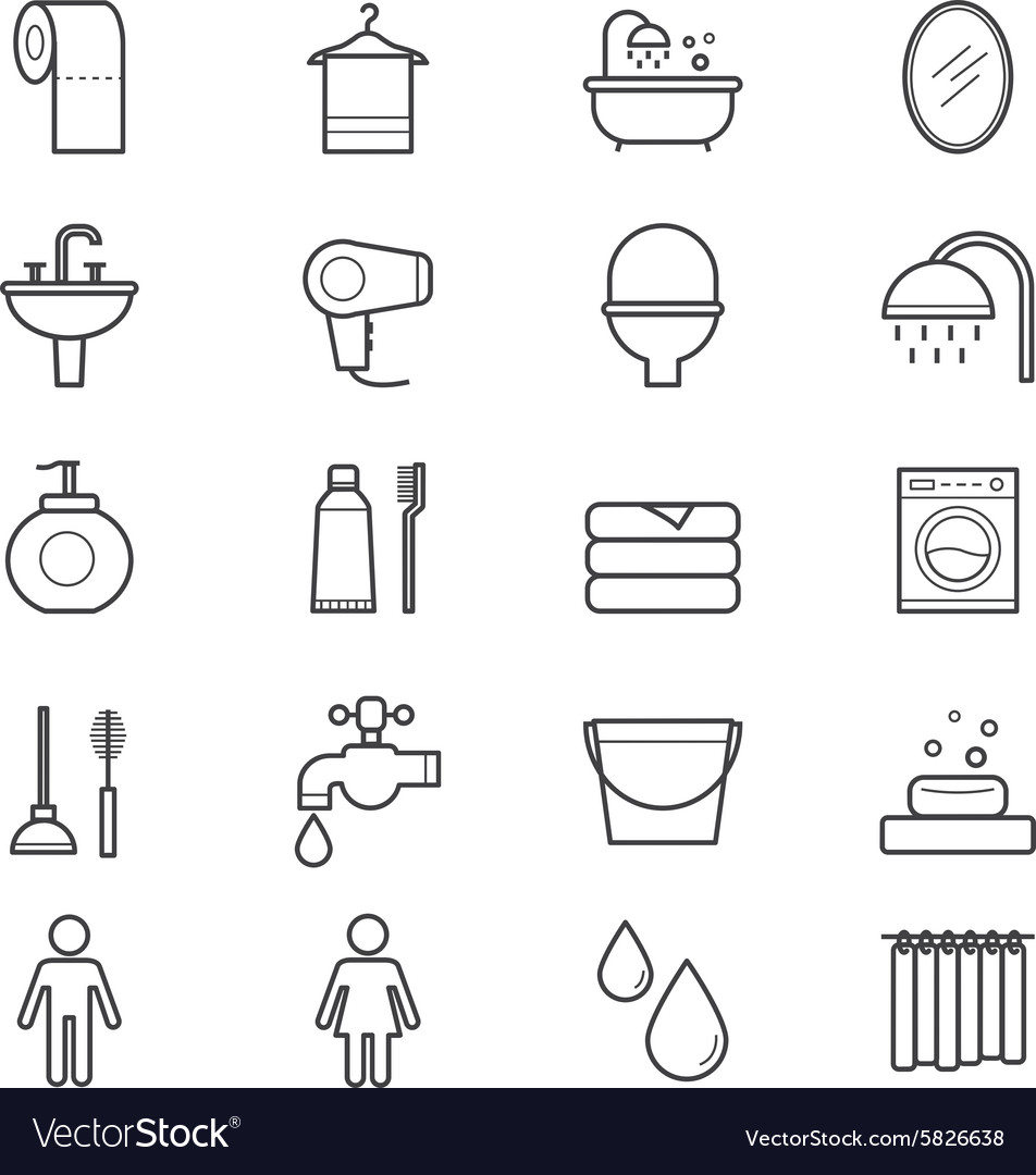 Bathroom And Toilet Icons Line Royalty Free Vector Image