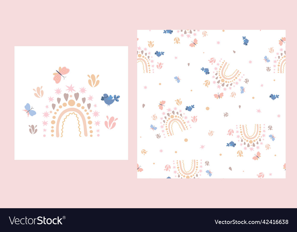 Bohemian style stars polka dots seamless pattern