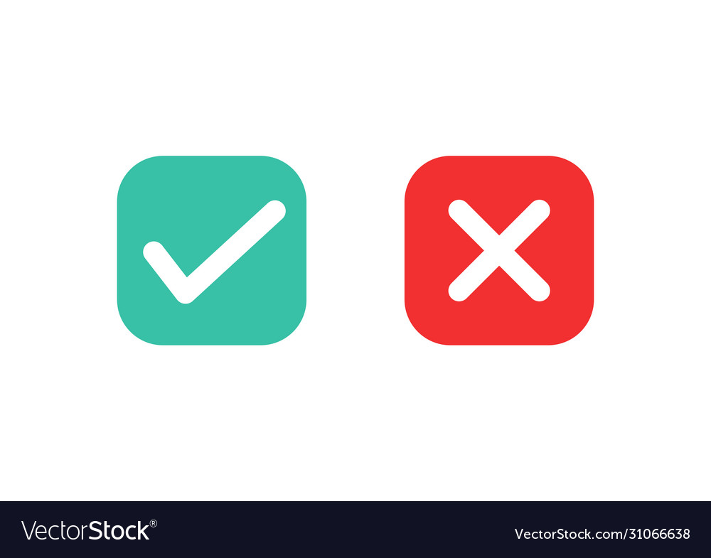 Check mark and cross icons Vector Image Check mark and cross icons
