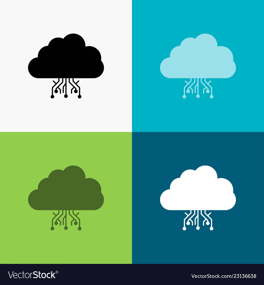 Cloud computing data hosting network icon over