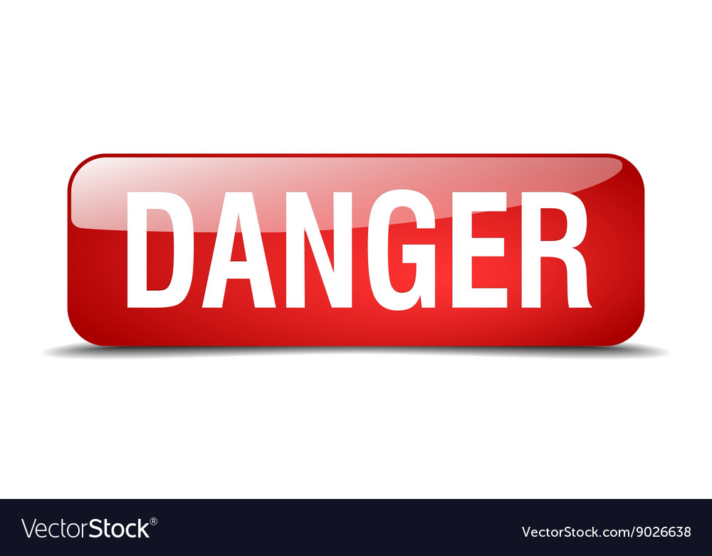 Danger red square 3d realistic isolated web button vector image Danger red square 3d realistic isolated web button
