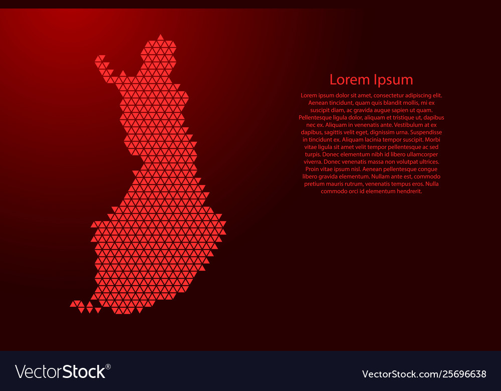 Finland map abstract schematic from red triangles