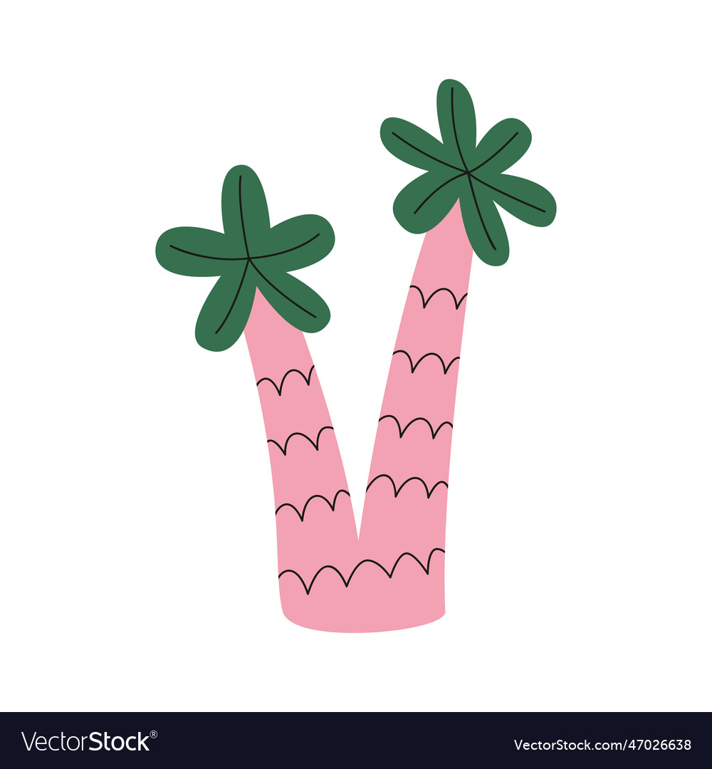 Flat hand drawn of palm Royalty Free Vector Image