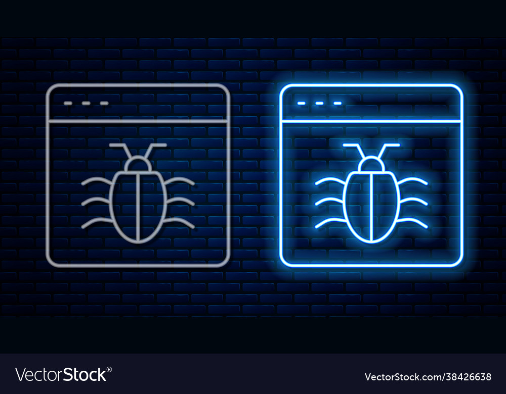 Glowing neon line system bug concept icon isolated vector image Glowing neon line system bug concept icon isolated