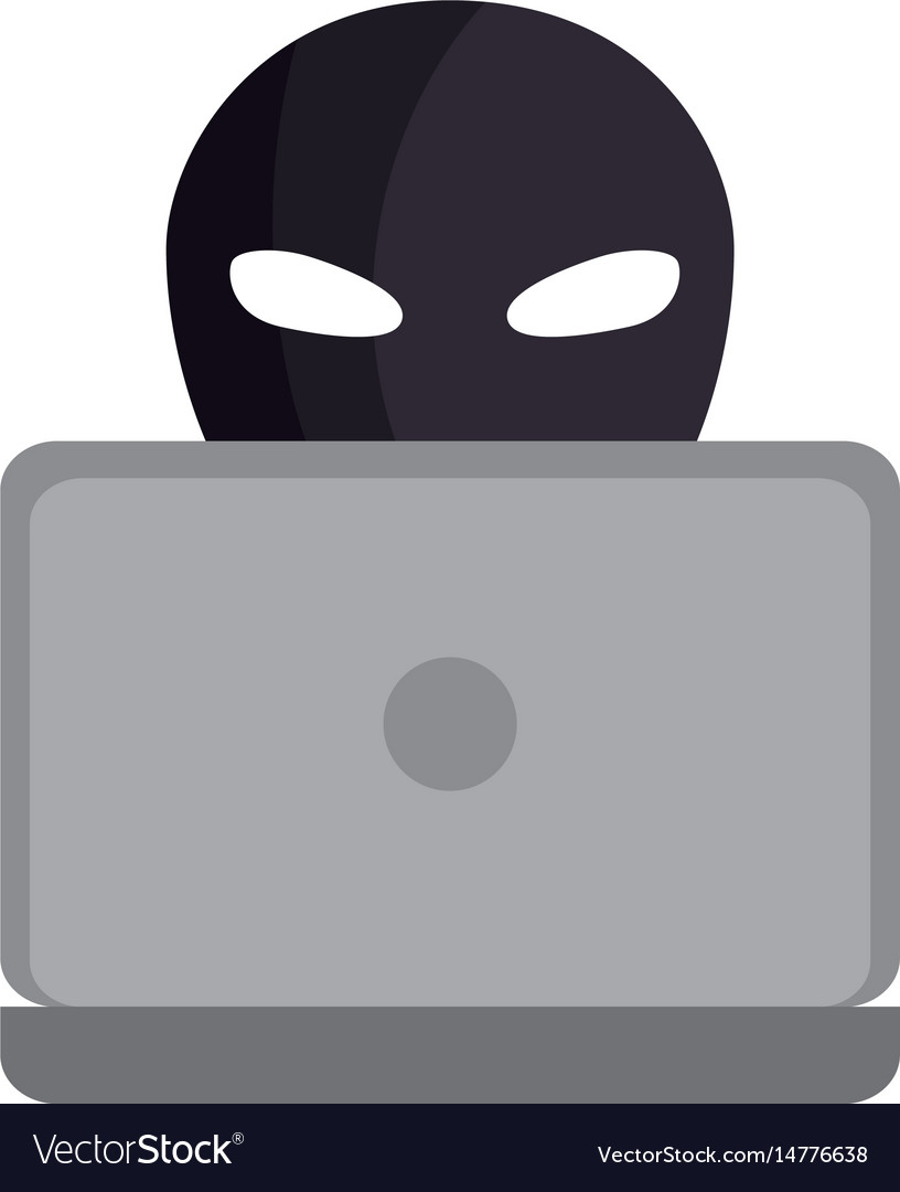 Hacker with computer avatar character