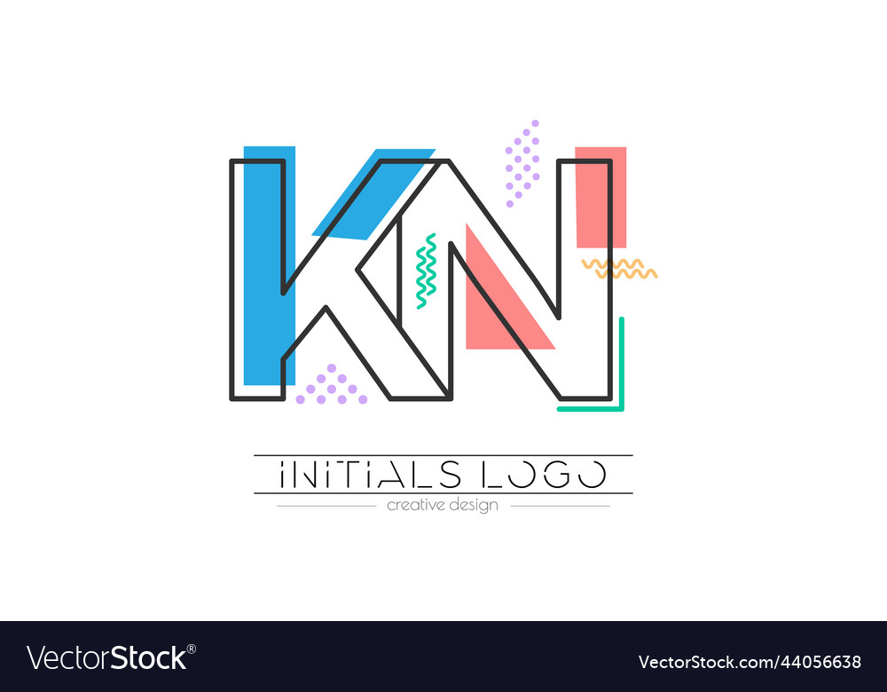 Letters k and n merging of two initials vector image Letters k and n merging of two initials