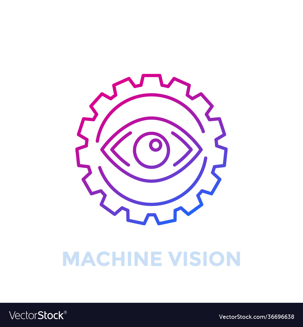 Machine vision icon computer visual recognition vector image Machine vision icon computer visual recognition