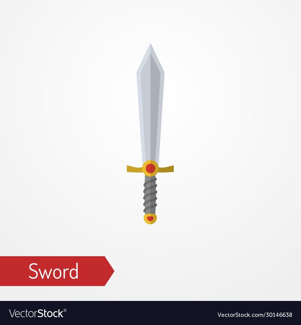 Medieval iron sword with gems image vector image Medieval iron sword with gems image