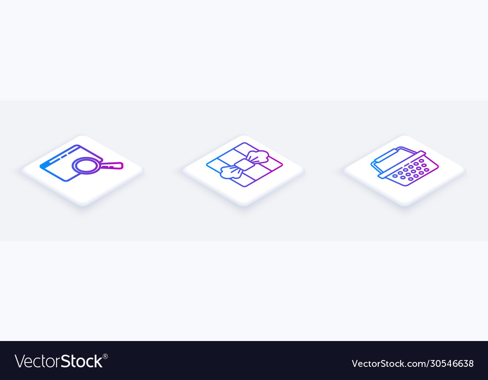 Set isometric line search in a browser window vector image Set isometric line search in a browser window