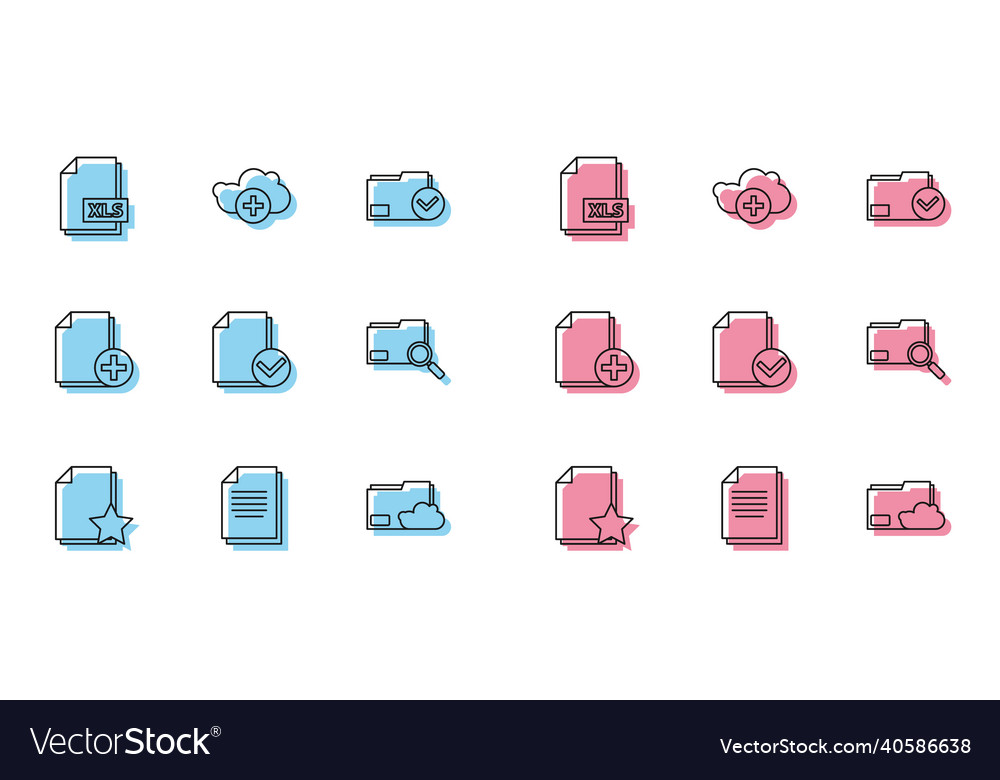 Set line document with star xls file vector image Set line document with star xls file
