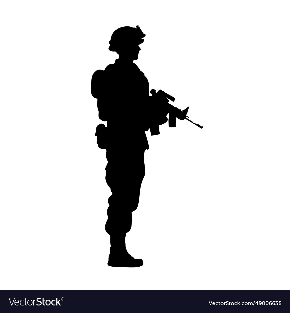 Soldier and army force silhouettes Royalty Free Vector Image