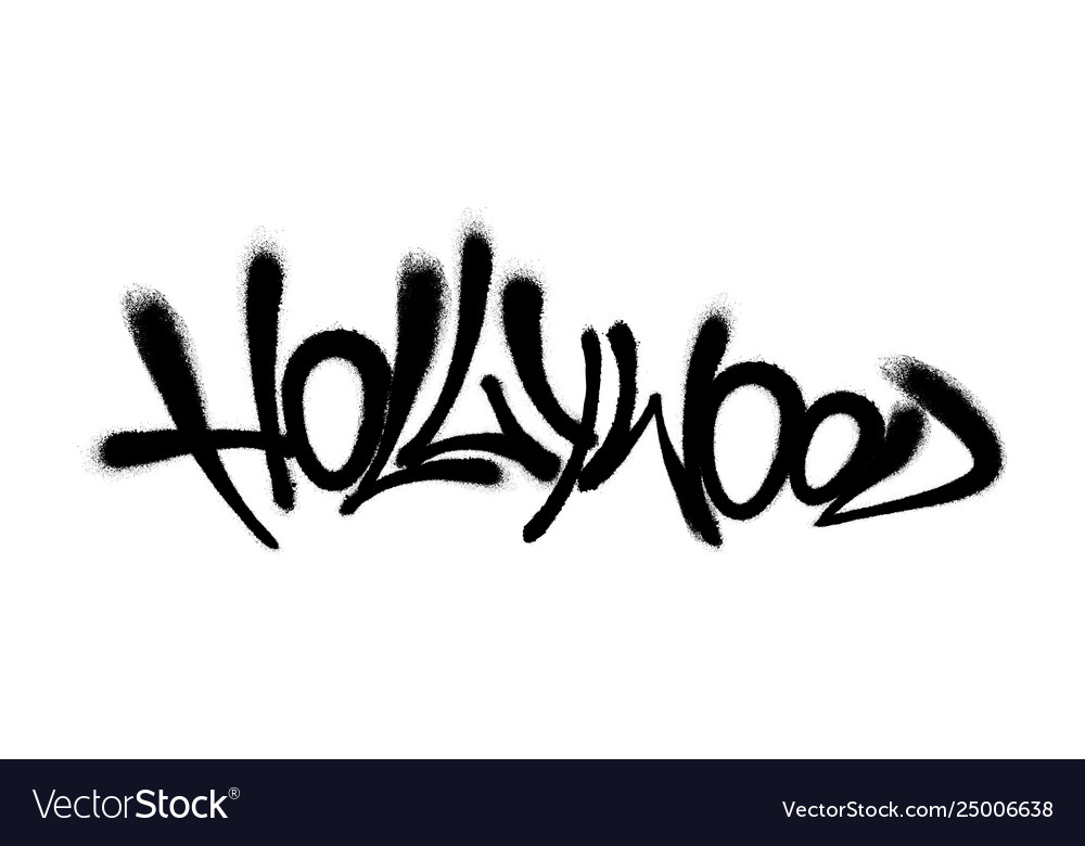 Sprayed hollywood font graffiti with overspray