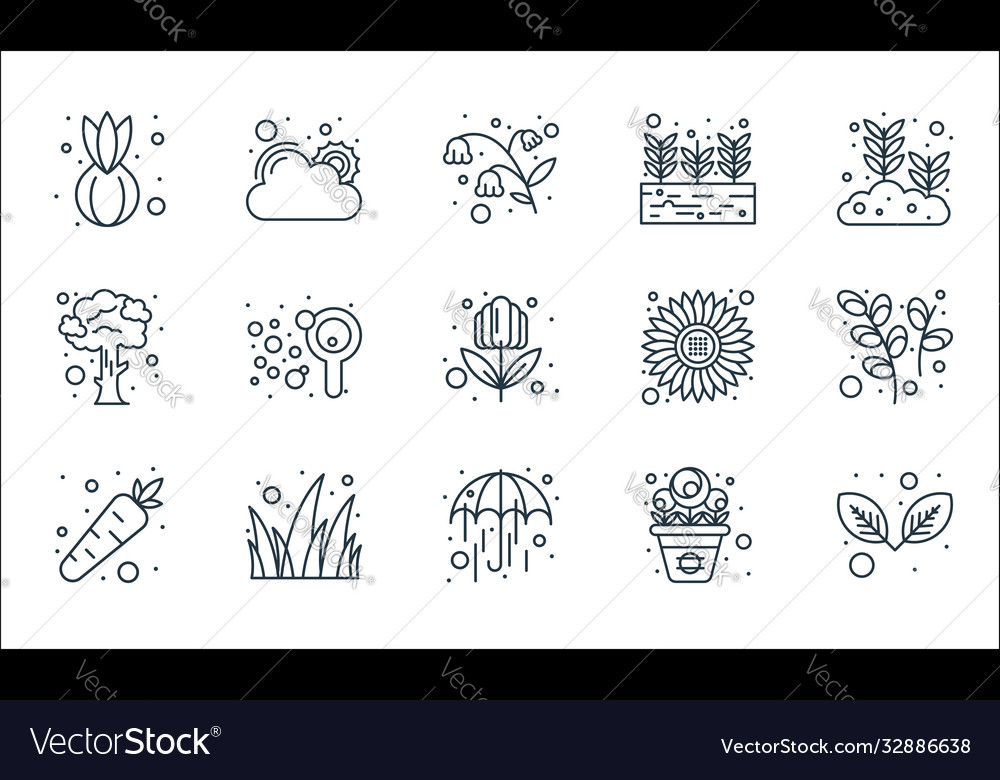 Spring line icons linear set quality vector image Spring line icons linear set quality