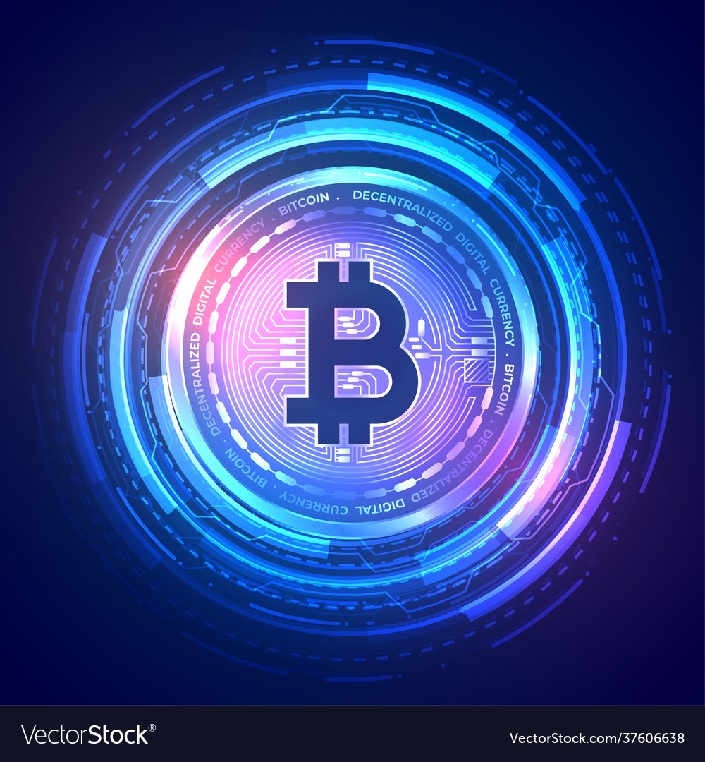 Technologie Bitcoin Hintergrund mit holographischen