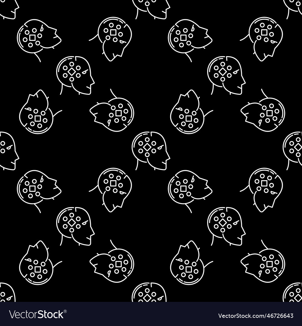Ai and ml head machine learning dark line vector image Ai and ml head machine learning dark line