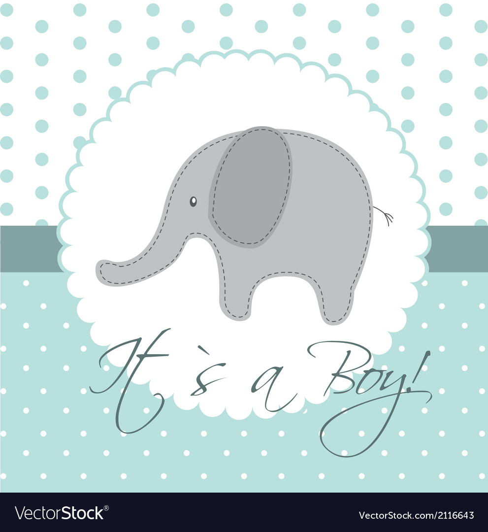 Baby shower card with cute elephand