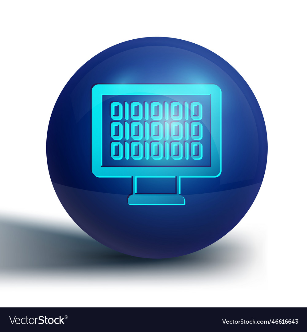 Blue binary code icon isolated on white background vector image Blue binary code icon isolated on white background