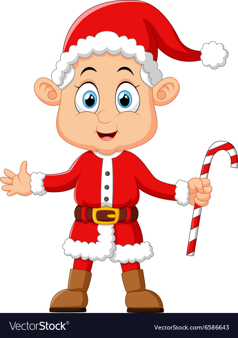 Cartoon kid wearing santa costum Royalty Free Vector Image