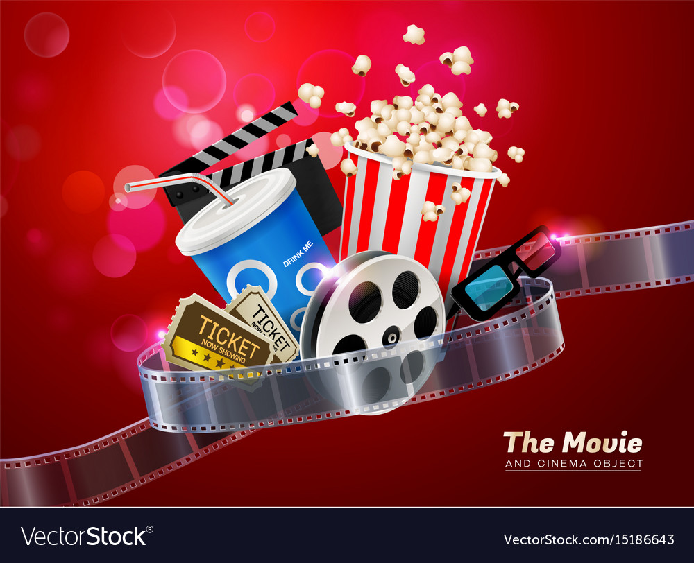 Cinema movie theater object on sparkling light Vector Image