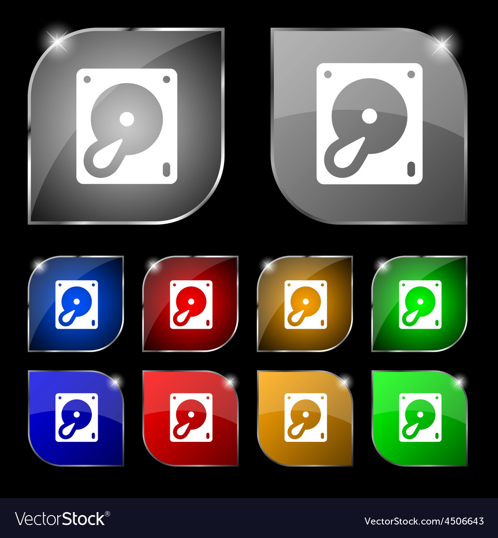 Hard disk and database icon sign set of ten