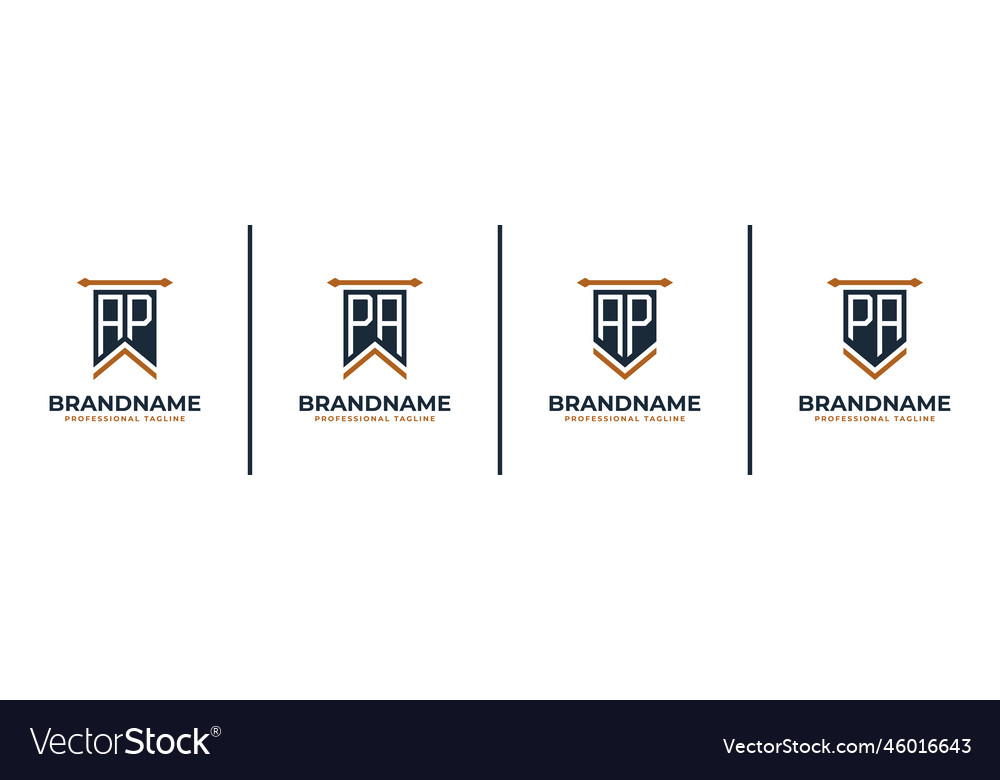 Letter ap and pa pennant flag logo set represent