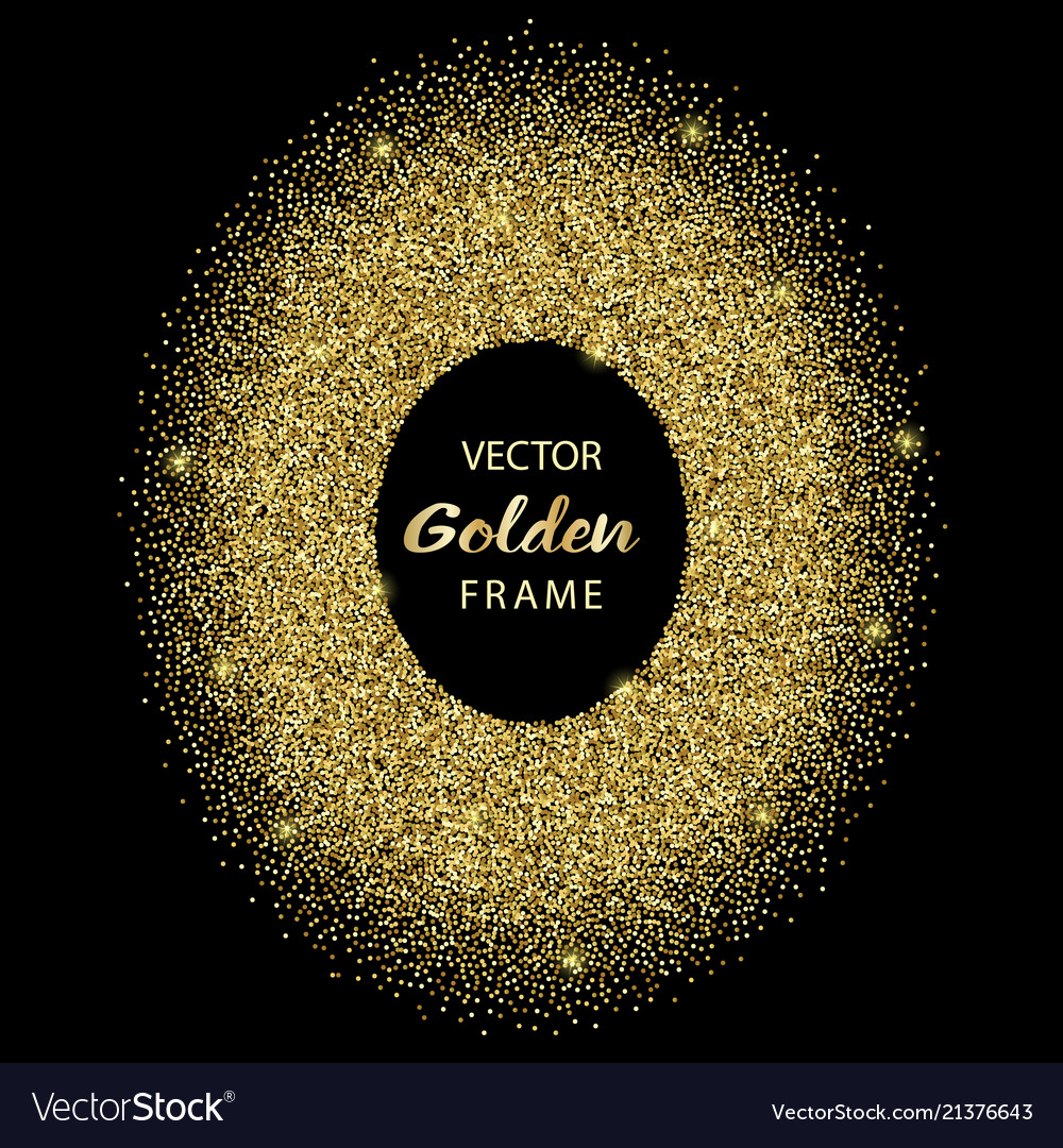 Luxury golden glitter oval frame Royalty Free Vector Image