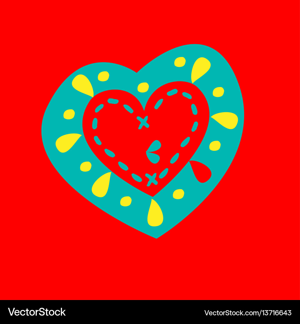 Patterned heart on a red background Royalty Free Vector