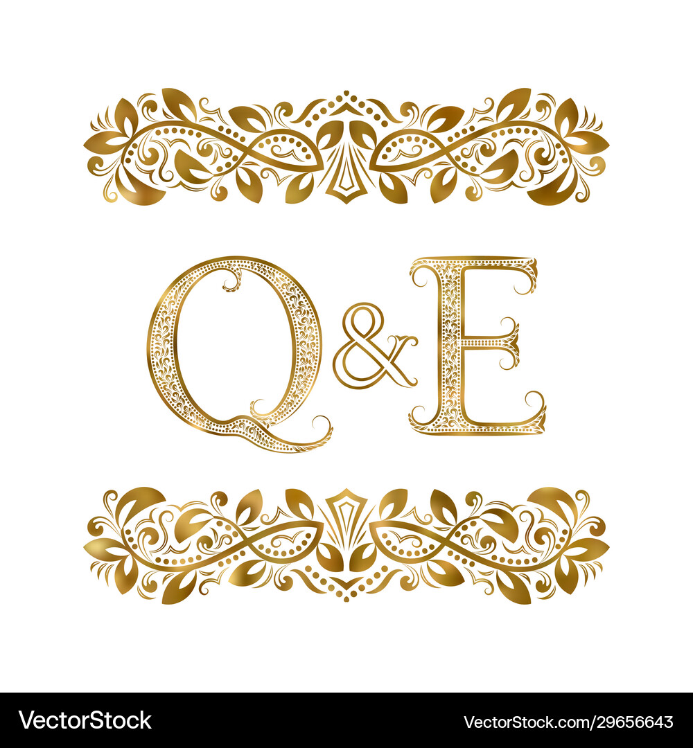 Q And E Vintage Initials Logo Symbol Letters Vector Image