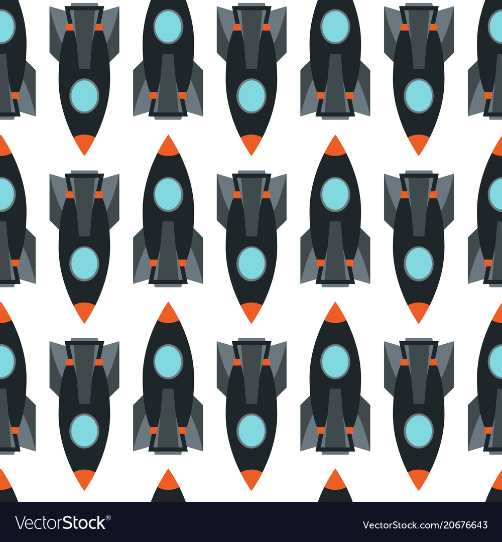 Seamless pattern with space rocket