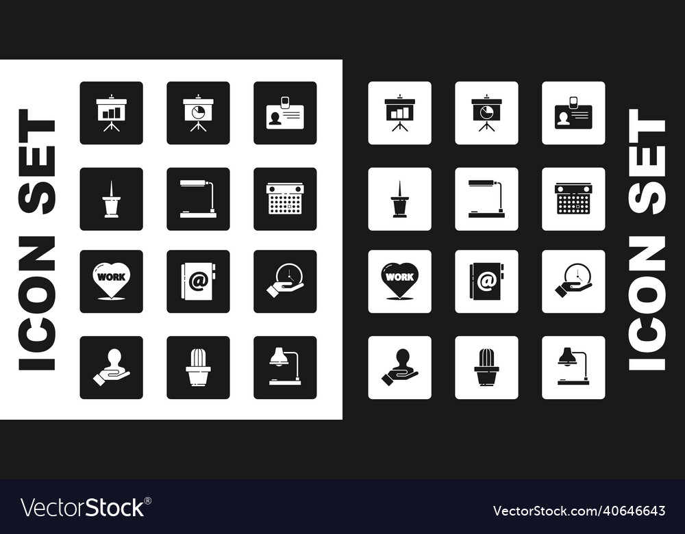 Set identification badge table lamp push pin vector image Set identification badge table lamp push pin